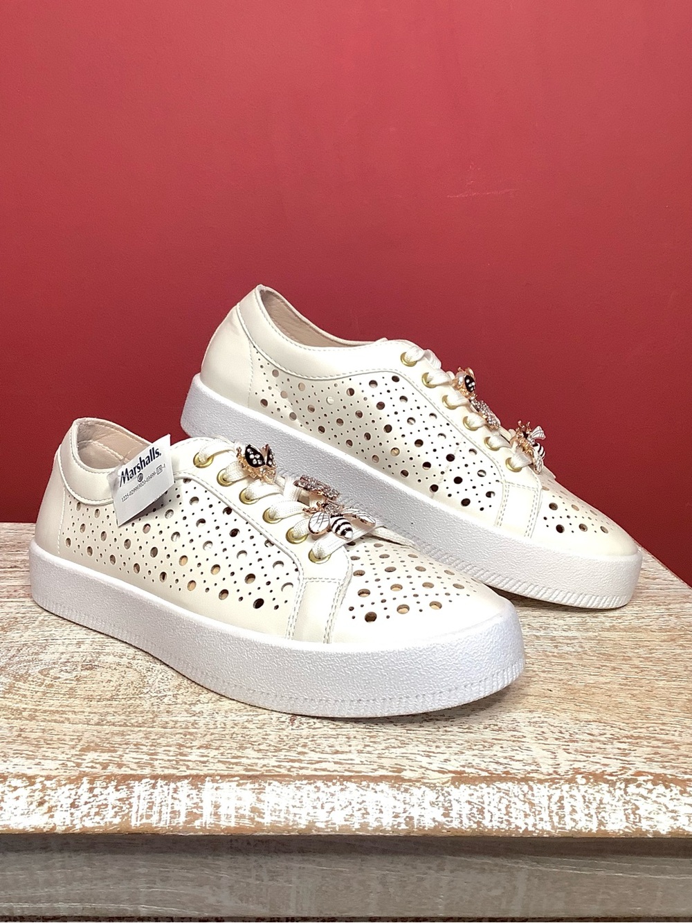 DV Roxanne Off White Airy Platform Sneakers Bee & Butterfly Bling Charms - Picture 7 of 16